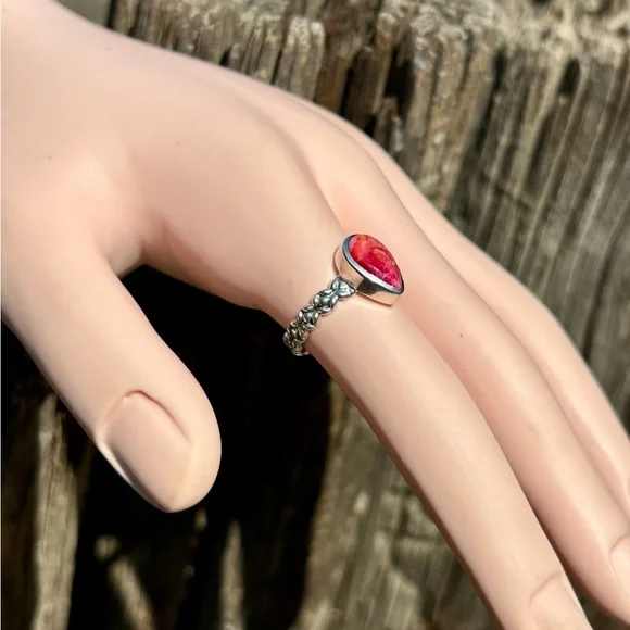 Kingsman Turquoise Pink & Orange Dahlia Ring - Picture 6 of 14